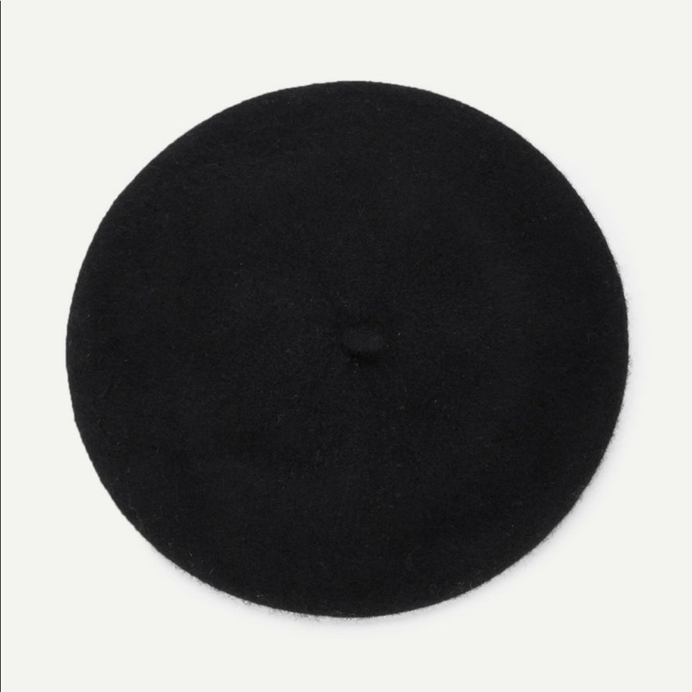 classic french beret hat black felt fall winter - Picture 14 of 16